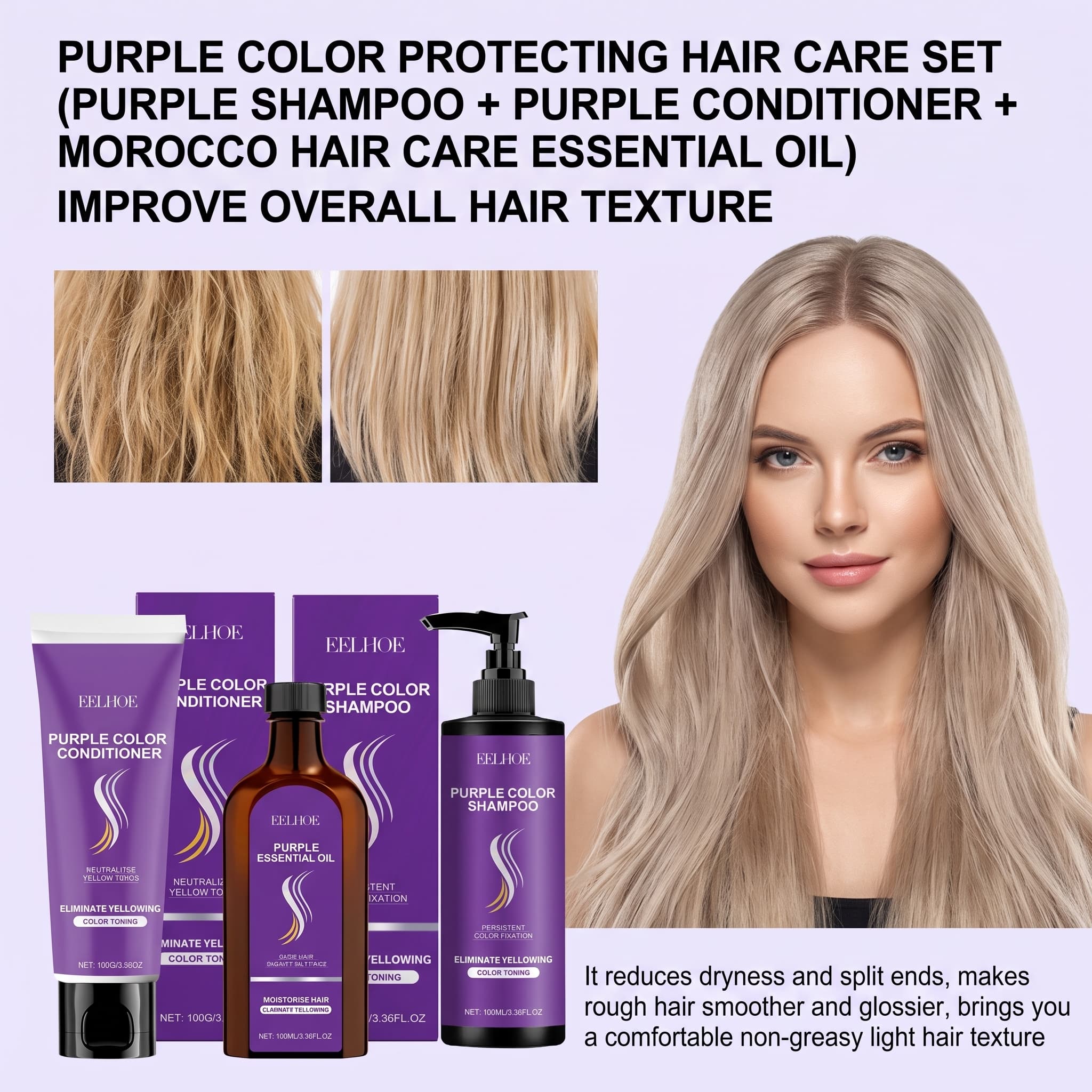 Purple Shampoo Set With Condit - đánh giá và giá Hair Care Products