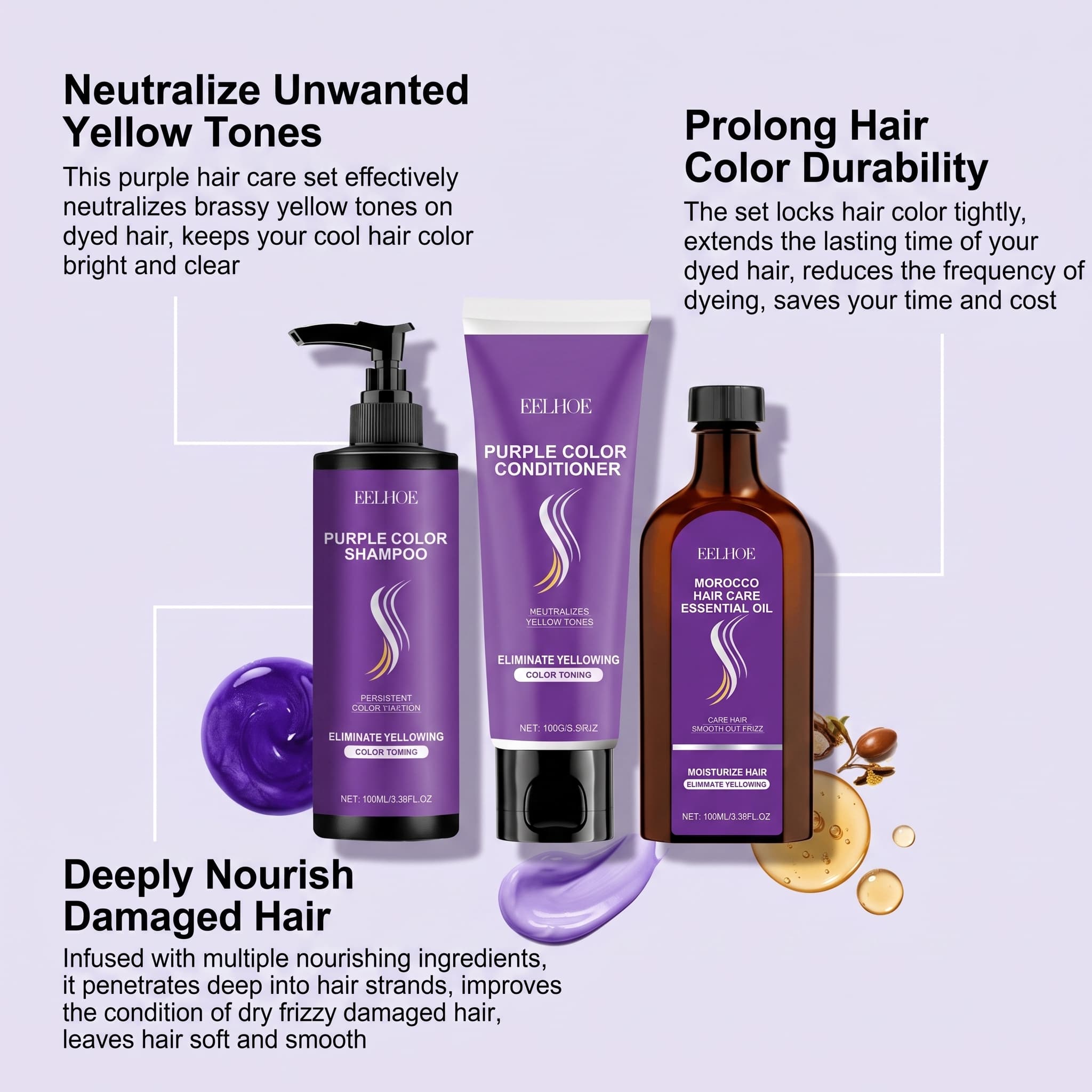 Purple Shampoo Set With Condit - đánh giá và giá Hair Care Products